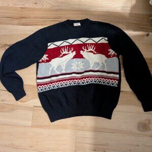 Dockers' Men's Nordic Fair Isle Navy Blue Sweater Pullover M/L